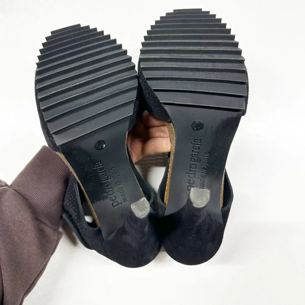 Pedro Garcia Petunia Perforated Heeled Sandals Womens Size 39 Black - Picture 7 of 10